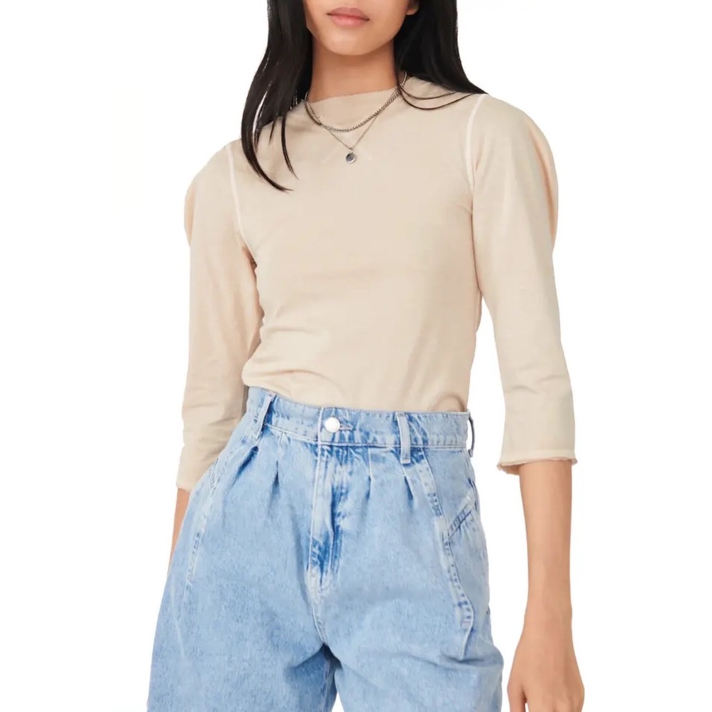 We the Free Clover Puff Shoulder Top Oatmeal Medium NWT